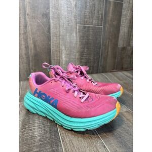 Hoka One One Women's Running Shoes Pink Aqua Size 7B No‎ Insoles Wear